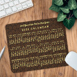 2025 Year Monthly Calendar Coffee Bean Custom Text Mouse Pad<br><div class="desc">This 2025 year monthly calendar mousepad / mousemat shows the days of the week for each month in classic, professional-looking yellow. The background has a dark brown coffee bean pattern. This is a simple, bold yearly calendar mousepad to help you conquer the new year. Always know what date it is...</div>