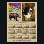 2025 Year Monthly Calendar Coffee Beans 3 Photos Poster<br><div class="desc">This 2025 year, 3-photo and custom text / personalized monthly calendar wall poster shows the days of the week for each month in classic, professional-looking black. The background has a light beige coffee bean pattern. This is a simple, bold yearly calendar poster to help you conquer the new year. Always...</div>