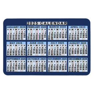 2025 Year Monthly Calendar Easy to Read Business Magnet