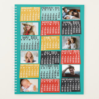 2025 Year Monthly Calendar Modern 12 Photo Collage Planner