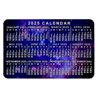 2025 Year Monthly Calendar Outer Space Nebula Magnet