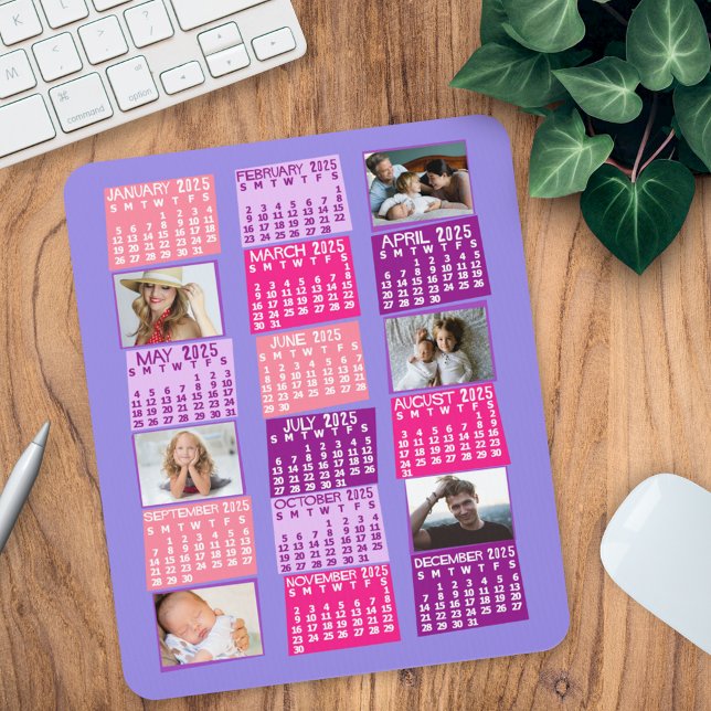 2025 Year Monthly Calendar Photo Collage Cute Mod Mouse Pad (Creator Uploaded)