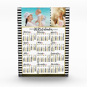 2025 Year Monthly Calendar Stripes Custom Photos Acrylic Award