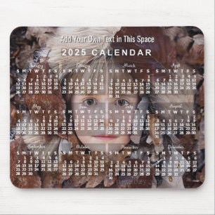 2025 Year Monthly Photo Calendar White   Custom Mouse Pad