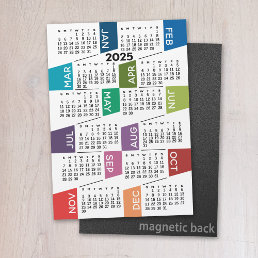 2025 Year View Calendar - colorful Magnetic Card