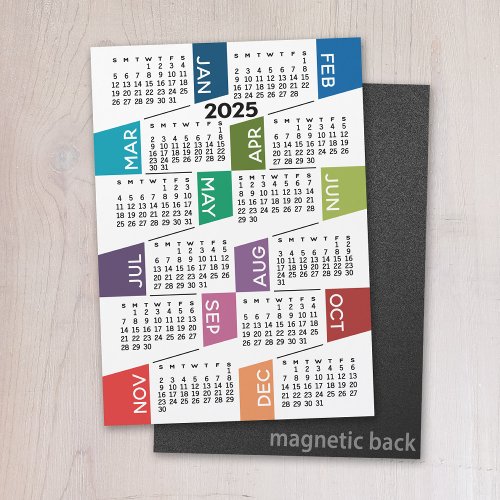 2025 Year View Calendar _ colorful Magnetic Card