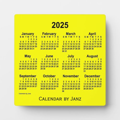 2025 Yellow Desk Calendar by Janz Plaque