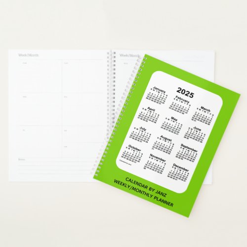 2025 Yellow Green Calendar by Janz Planner