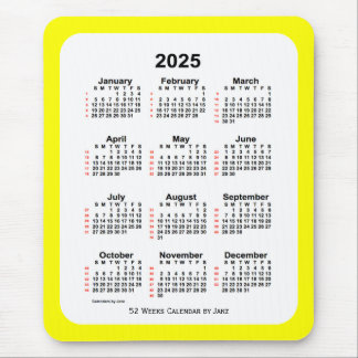 2025 Yellow Two Tone 52 Week Calendar by Janz Mouse Pad