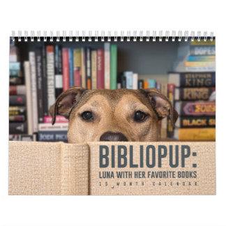 2026 15 month Calendar BiblioPup: Luna & Books