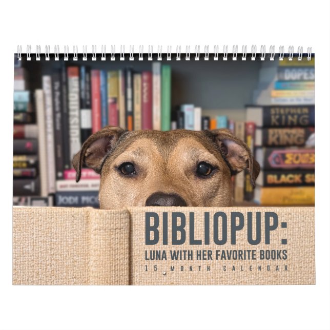 2026 15 month Calendar BiblioPup: Luna & Books (Cover)