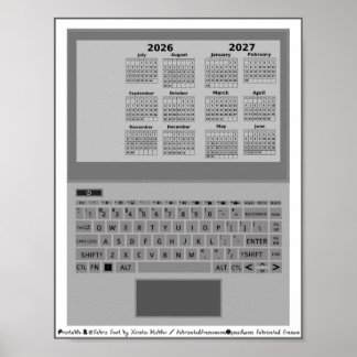 2026-2027 Calendar School Year Laptop Keyboard Poster