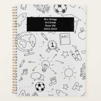 2026-2027 Elementary School Teacher White & Black Planner