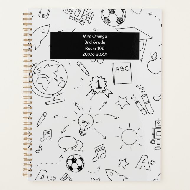 2026-2027 Elementary School Teacher White & Black Planner (Front)