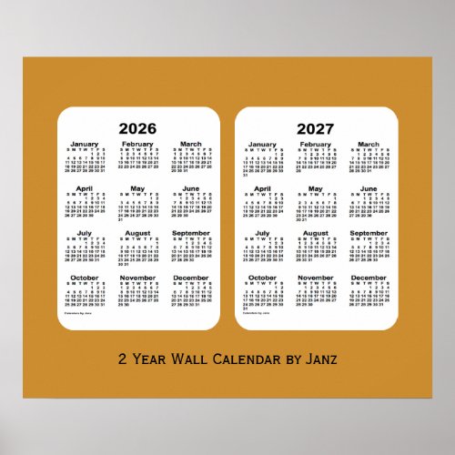 2026_2027 Gold 2 Year Wall Calendar by Janz Poster