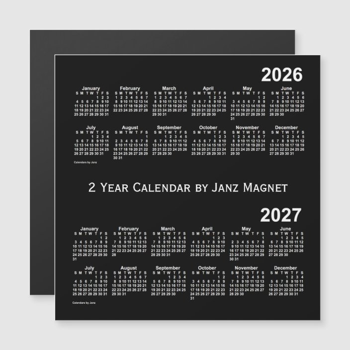 2026 2027 Neon White 2 Year Calendar By Janz