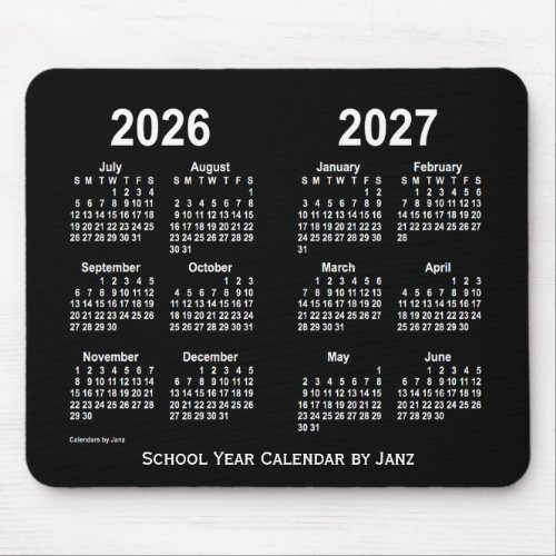 2026_2027 Neon White School Calendar by Janz Mouse Pad