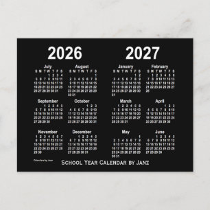 2026-2027 Neon White School Calendar by Janz Postcard