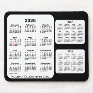 2026-2028 Black 3 Year Holiday Calendar by Janz Mouse Pad