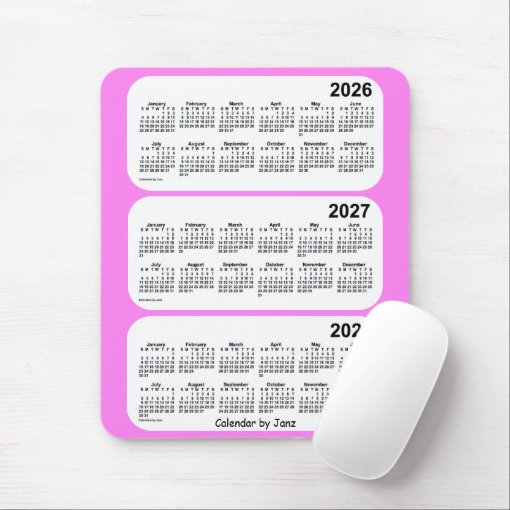 2026 2028 Violet 3 Year Calendar By Janz Mouse Pad Zazzle 8378