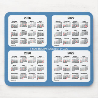 2026-2029 Steel Blue Holiday Calendar by Janz Mouse Pad