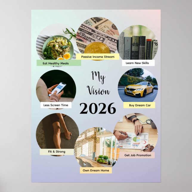 2026 Aesthetic Pastel Circles Vision Poster (Front)