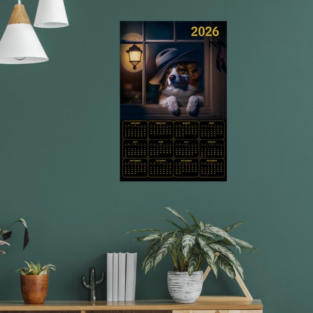 2026 AI‑Generated Australian Shepherd Calendar  Poster (Living Room 1)