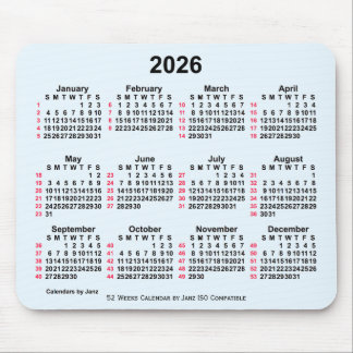 2026 Alice Blue 52 Weeks ISO Calendar by Janz Mouse Pad