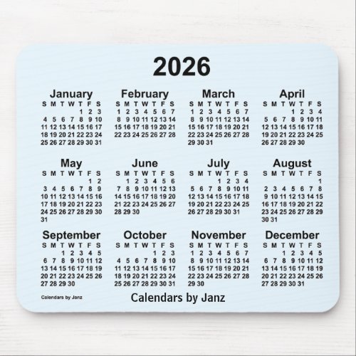 2026 Alice Blue Calendar by Janz Mouse Pad