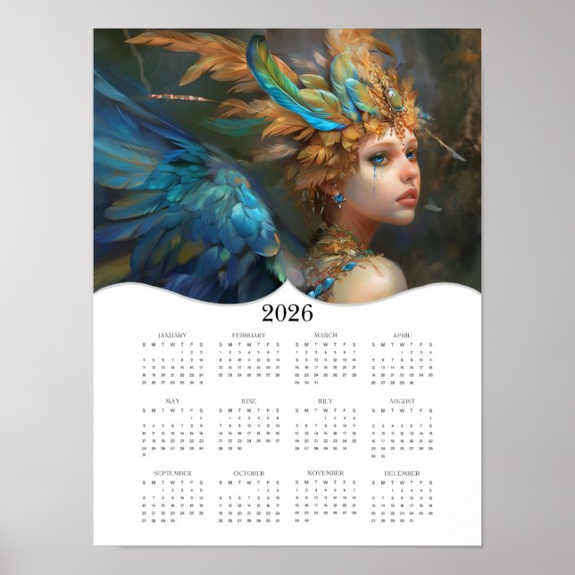2026 Angel Fairy Fantasy Art Full Year Calendar Poster (Front)