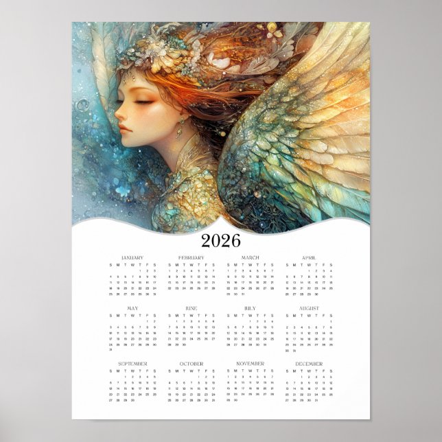 2026 Angel Full Year Yearly Wall Calendar Poster (Front)
