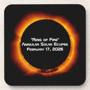 2026 Annular Ring of Fire Solar Eclipse Beverage Coaster