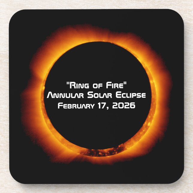 2026 Annular Ring of Fire Solar Eclipse Beverage Coaster (Front)