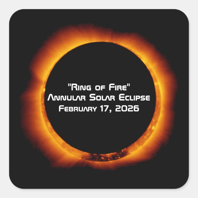 2026 Annular Ring of Fire Solar Eclipse Square Sticker (Front)