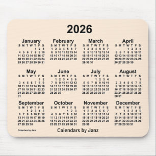 2026 Antique White Calendar by Janz Mouse Pad