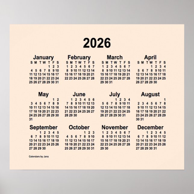 2026 Antique White Calendar by Janz Print (Front)