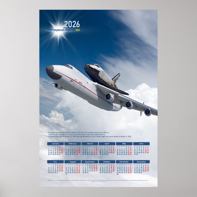 2026 Antonov An-225 Mriya Engineering Calendar Poster (Front)