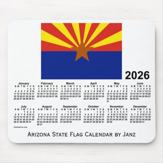 2026-arizona-state-flag-calendar-by-janz-mouse-pad-zazzle