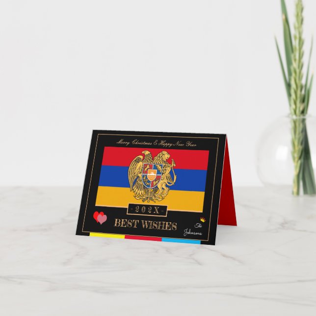 2026 Armenian Flag & Happy New Year Wishes Armenia Card (Front)