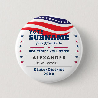 2026 Authorized Volunteer Election Campaign ID  Button