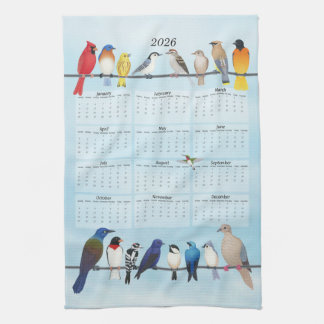 2026 backyard birds calendar kitchen towel