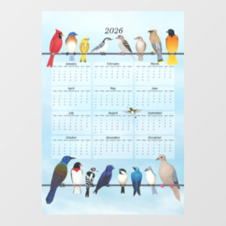 2026 backyard birds calendar window cling
