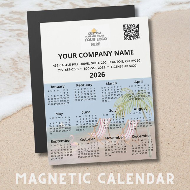 2026 Beach Magnet Calendar Business Logo QR Code (Creator Uploaded)