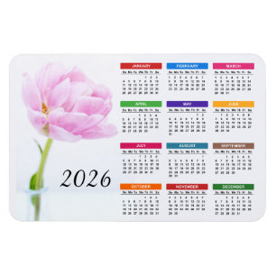 2026 Beautiful Pink Peony   Floral Calendar Magnet