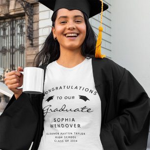 2026 Black and White Script Caps Graduation Tri-Blend Shirt