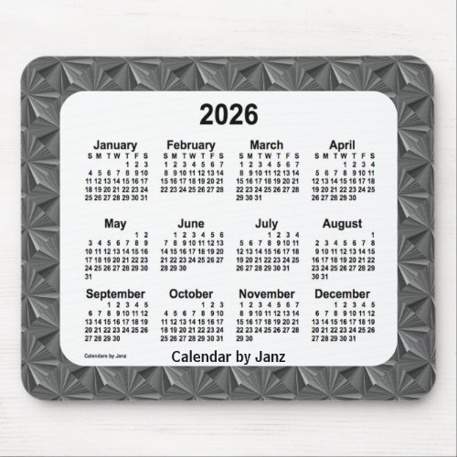 2026 Black Diamonds Calendar by Janz Mouse Pad