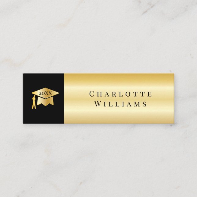 2026 Black | Gold Grad Cap Graduation Insert Card (Front)