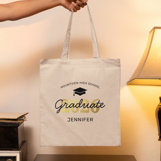 2026 Black Gold Graduate Gift Tote Bag (Creator Uploaded)