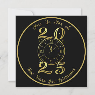 2026 Black Gold New Years Party Invitation