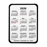 2026 Black Holiday Calendar by Janz Magnet